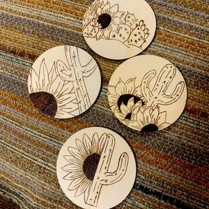 Sunflower and cactus coasters